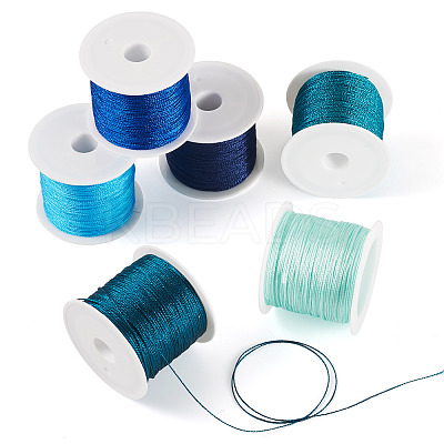 6 Rolls 6 Colors 6-Ply Polyester Metallic Thread OCOR-TA0003-11E-1