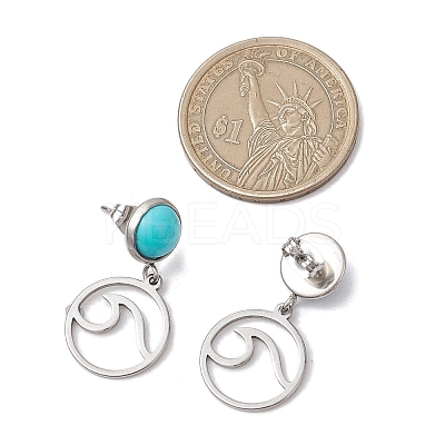 304 Stainless Steel Dangle Stud Earrings EJEW-JE06302-1