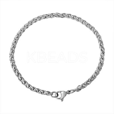 Tarnish Resistant 304 Stainless Steel Wheat Chain Bracelets BJEW-M187-07-B-1