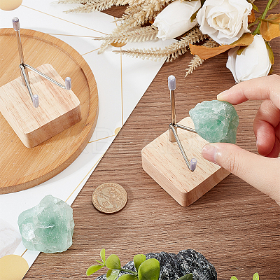 Square Wooden Crystal Rock Display Easels with Iron Holder ODIS-WH0038-28A-P-1