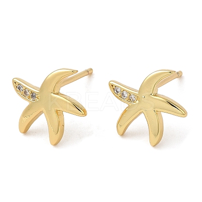 Rack Plating Brass Starfish Stud Earrings EJEW-M235-05G-1