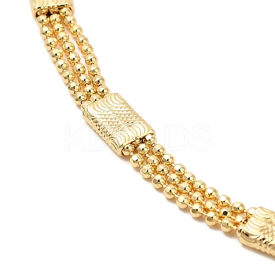 Rack Plating Brass Rectangle Link Chain Necklace with Ball Chains for Women NJEW-F311-01G-1