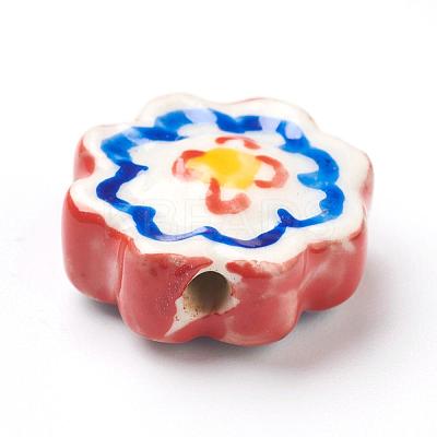 Handmade Porcelain Flower Beads Strands PORC-G006-14D-1