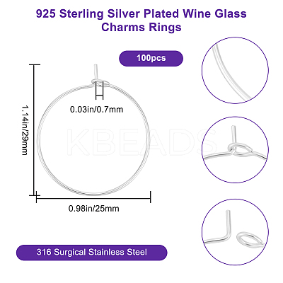 100Pcs 316 Surgical Stainless Steel Wine Glass Charms Rings STAS-BBC0005-97B-1