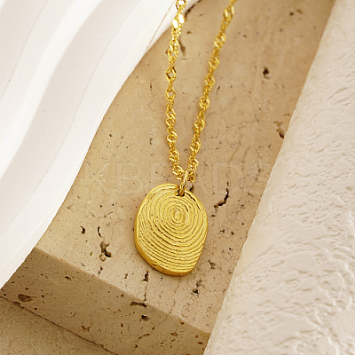 304 Stainless Steel Textured Oval Pendant Necklaces QQ8734-1-1