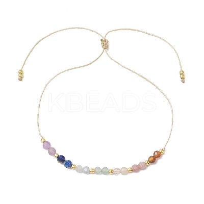 Chakra Theme Adjustable Natural Mixed Gemstone Braided Bead Bracelets for Women BJEW-JB11618-03-1