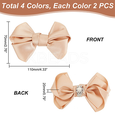 8Pcs 4 Colors Detachable Polyester Satin Bowknot Shoe Decoration AJEW-PH0011-27-1