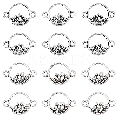 120Pcs 2 Styles Tibetan Style Alloy Connector Charms TIBEP-SC0002-70-1