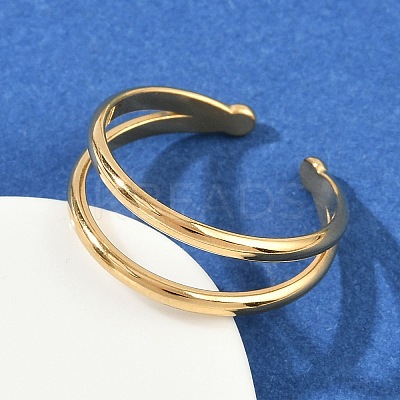 304 Stainless Steel Adjustable Open Cuff Rings for Women RJEW-K301-05G-1