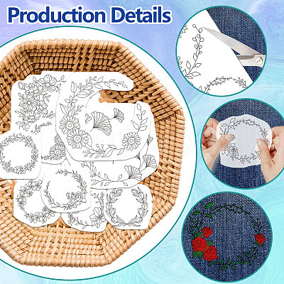 4 Sheets 11.6x8.2 Inch Stick and Stitch Embroidery Patterns DIY-WH0455-010-1