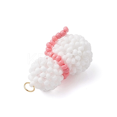 Glass Seed Beaded Snowman Pendants PALLOY-MZ01007-02-1