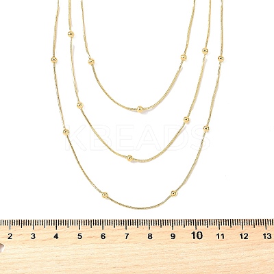304 Stainless Steel Ball Snake Chain 3 Layer Necklaces for Women NJEW-V012-04G-1