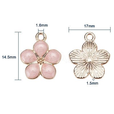 Light Gold Plated Alloy Enamel Pendants X-ENAM-R136-17A-1