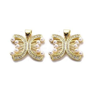 Brass Clear Cubic Zirconia Pendants KK-G446-13G-1