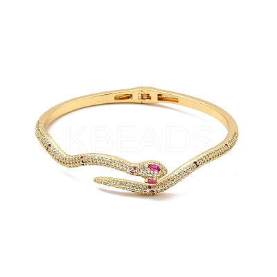 Cubic Zirconia Snake Open Cuff Bangle BJEW-P281-09G-02-1