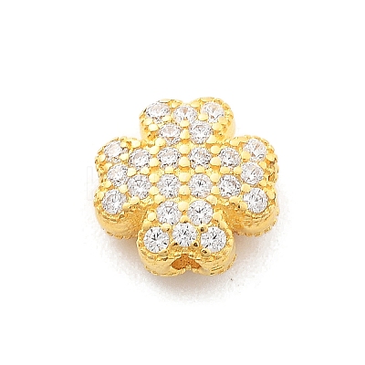 925 Sterling Silver Micro Pave Clear Cubic Zirconia Beads STER-A034-03G-1