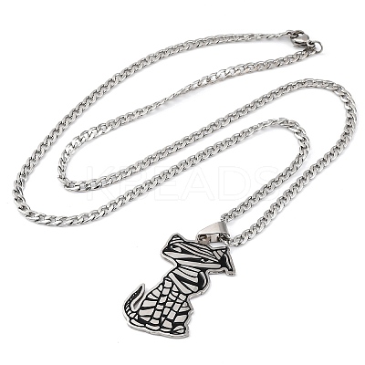 201 Stainless Steel Pendant Necklaces NJEW-C066-02P-1