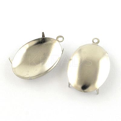 Tarnish Resistant 201 Stainless Steel Pendant Cabochon Settings STAS-S046-05-1