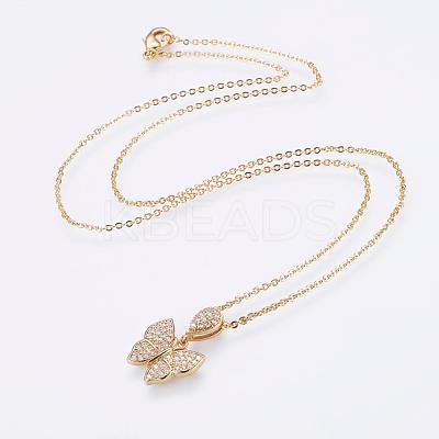 Brass Micro Pave Cubic Zirconia Pendant Necklaces NJEW-E111-77G-1