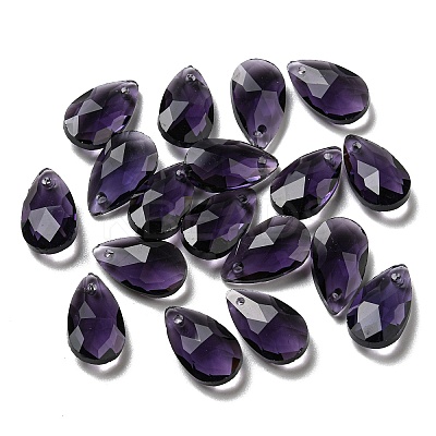 Faceted Teardrop Glass Pendants GLAA-O008-B18-1