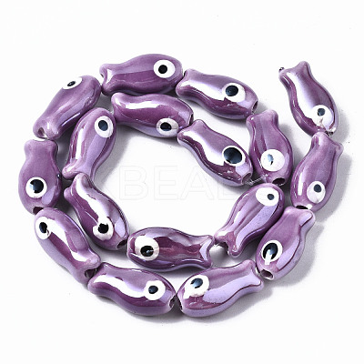 Handmade Porcelain Ceramic Beads Strands PORC-T006-03F-1