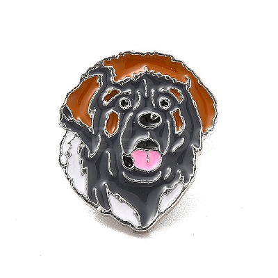 Dog Enamel Pin with Brass Butterfly Clutches JEWB-A006-06A-1