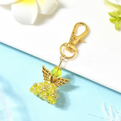 Angel Glass & Alloy Pendant Decorations HJEW-MZ00360-03-1