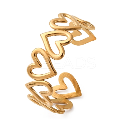 304 Stainless Steel Cuff Bangles for Women LS-BJEW-Z130-01G-1