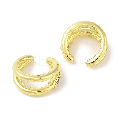 Brass Micro Pave Clear Cubic Zirconia Cuff Earrings for Women EJEW-I305-08G-1