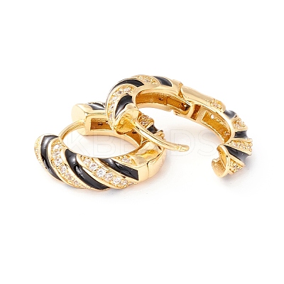 Real 18K Gold Plated Cubic Zirconia Hoop Earrings EJEW-I260-21G-NR-1