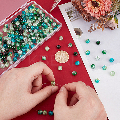 240Pcs 6 Colors Spray Printed Crackle Glass Beads CCG-HY0001-02B-1