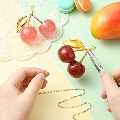 2Pcs 2 Colors Cherry Transparent Resin Pendnats RESI-CJ0004-59-1
