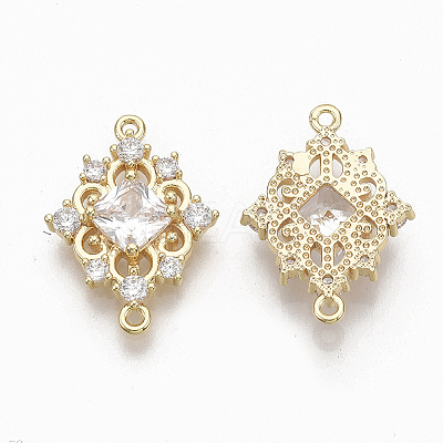 Brass Clear Cubic Zirconia Links connectors LS-ZIRC-Q021-046G-NF-1