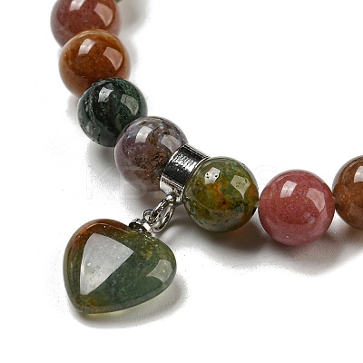 8.5mm Round Natural Indian Agate  Beaded Stretch Bracelets BJEW-C074-01O-1