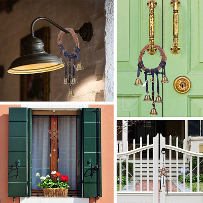 2Pcs 2 Style Rattan & Iron Witch Bells Wind Chimes Door Hanging Pendant Decoration WICR-GF0001-01-1