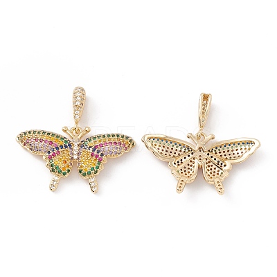 Brass Micro Pave Cubic Zirconia Pendants KK-E005-14G-02-1