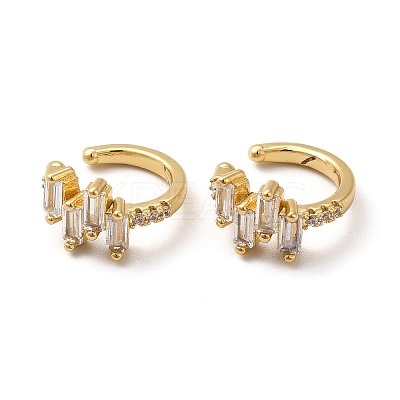 Rack Plating Brass Cubic Zirconia Cuff Earrings EJEW-P226-05G-1