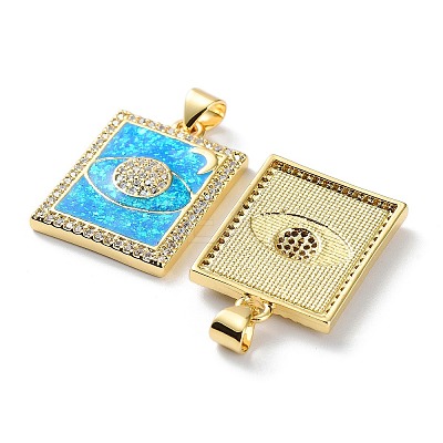 Rack Plating Brass Micro Pave Cubic Zirconia Eye Pendants KK-C041-19G-1