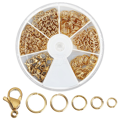 530Pcs 5 Styles 304 Stainless Steel Round Open Jump Rings and 10Pcs Lobster Claw Clasps STAS-WR0001-30B-1