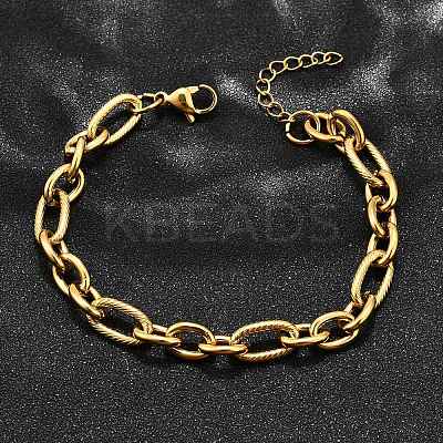 304 Stainless Steel Figaro Chains Bracelets for Men Women BJEW-R021-07G-1