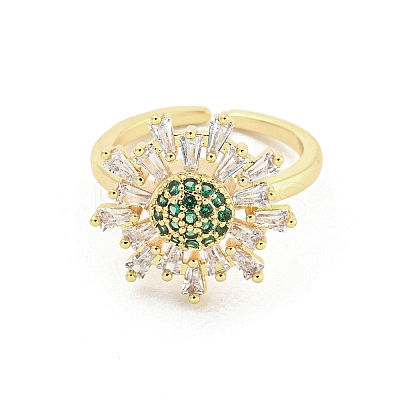Brass Micro Pave Cubic Zirconia Cuff Rings RJEW-I103-039G-1