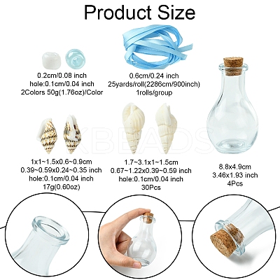 Ocean Beach Theme Glass & Shell Beads Wish Bottle DIY Making Kits DIY-FS0007-57-1