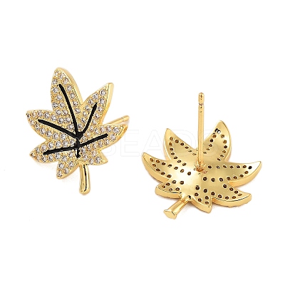 Rack Plating Leaf Brass Stud Earrings EJEW-N055-36G-RS-1