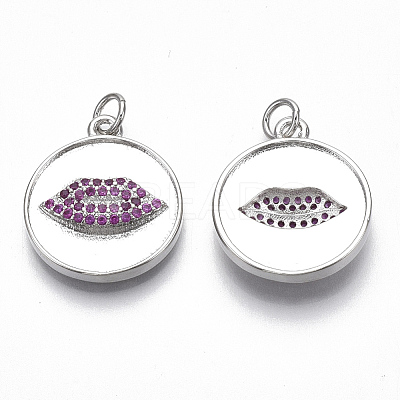 Brass Micro Pave Cubic Zirconia Pendants KK-S356-019P-NF-1