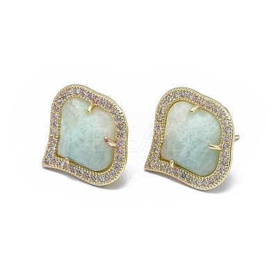 Natural Amazonite Stud Earrings EJEW-L228-07B-G-1