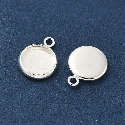 Flat Round Brass Pendant Cabochon Settings X-KK-K414-14B-S-1