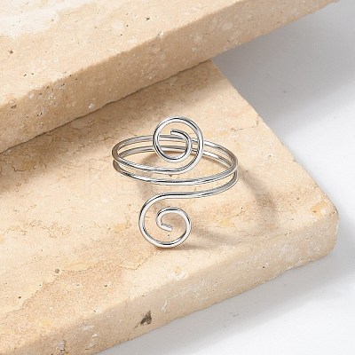 304 Stainless Steel Round Wrap Open Cuff Rings for Women Men LS-RJEW-Z071-02A-P-1