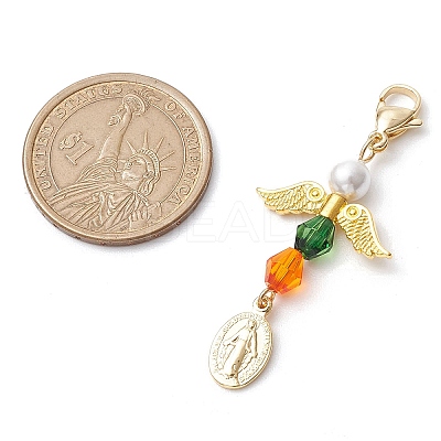 Angel Acrylic & Shell Pearls Pendant Decorations HJEW-JM02459-1