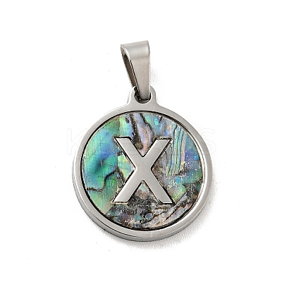 304 Stainless Steel with Paua Shell Pendants STAS-G268-02X-P-1