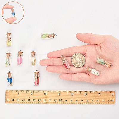 Glass Wishing Bottle Pendant Decorations GLAA-SC0001-12-1